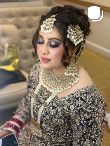 Bridal hairstyling with statement jewellery